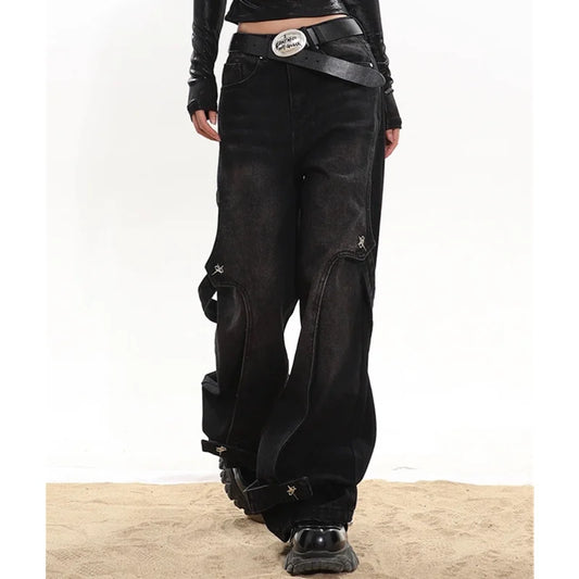 Blue Vintage High Waist Wide Jeans