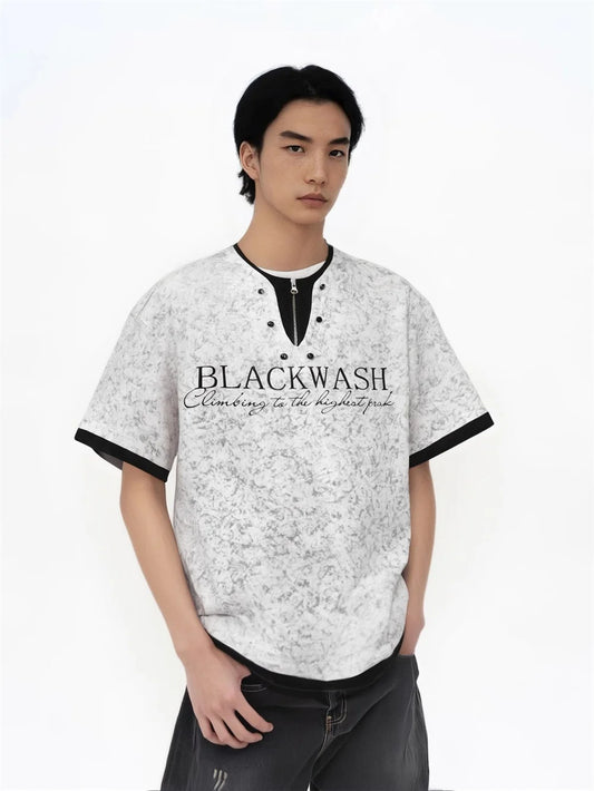 Colorful Tie Dye Print Zipper T-Shirt