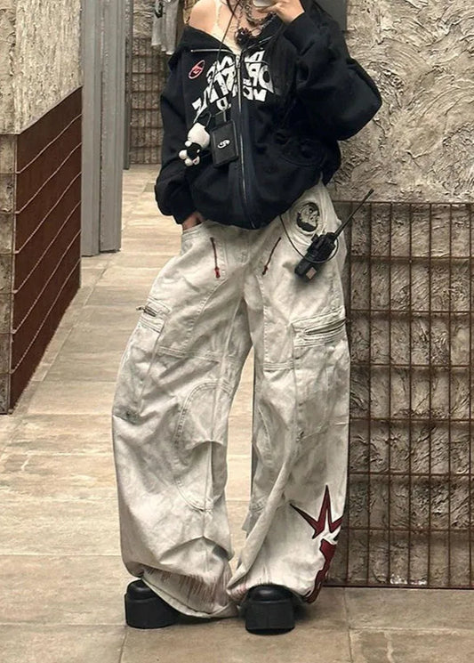 Vintage Graffiti High Waisted Wide Jeans