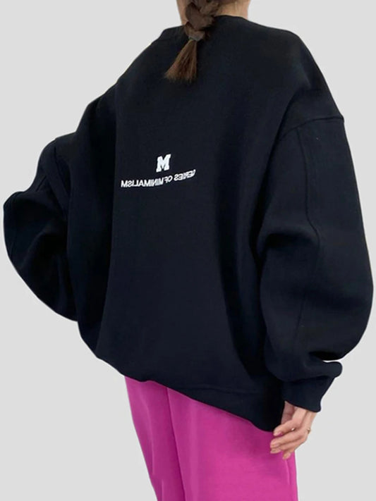 Chic Retro Grey Sweatshirt Autumn T-shirts