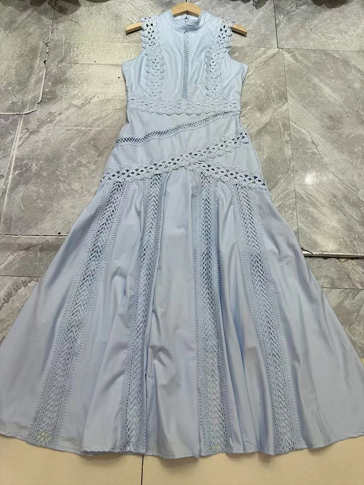 Elegant Embroidered Sleeveless Summer Dress