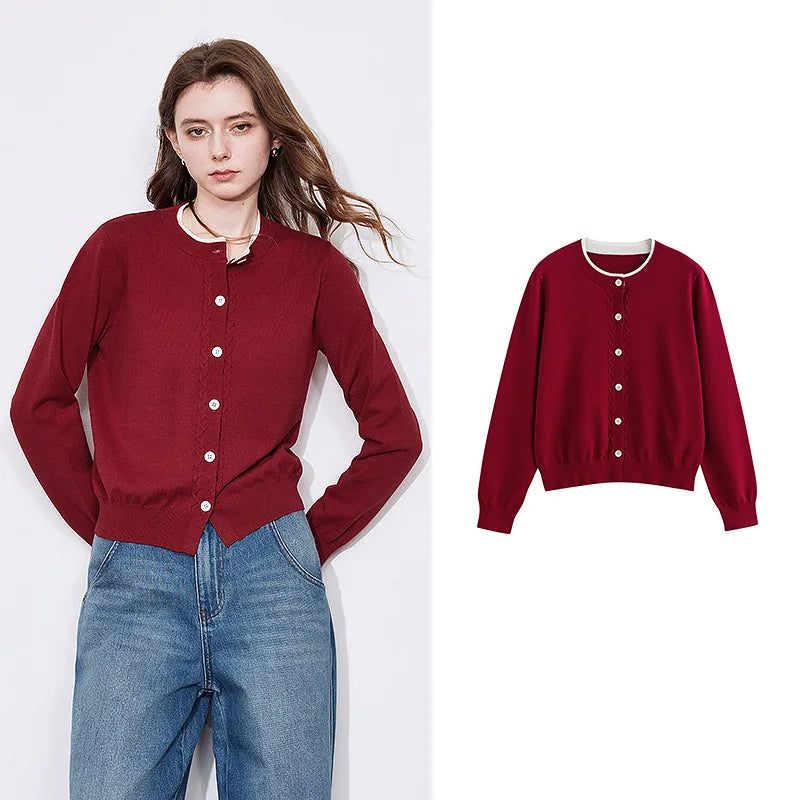 Stylish Contrast Color Round Neck Sweater