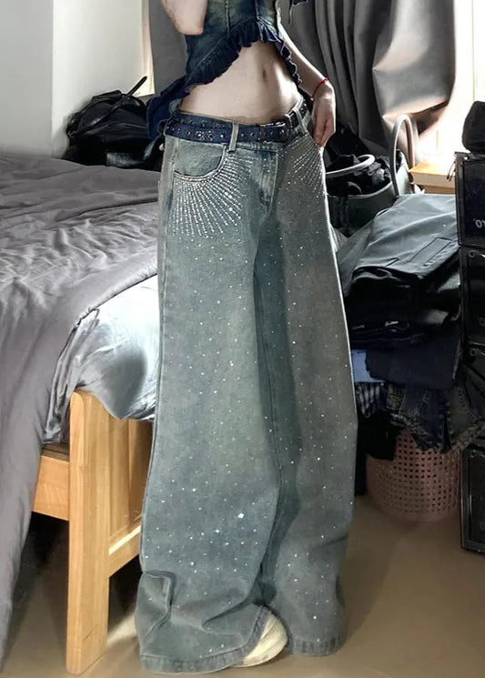 Vintage Blue High Waist Wide Jeans