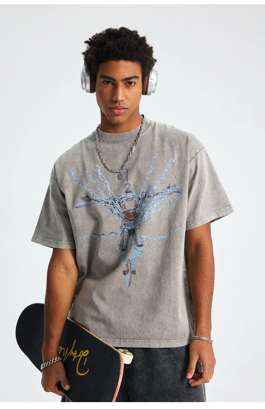 Retro Vintage Washed Oversized Goth T-Shirt