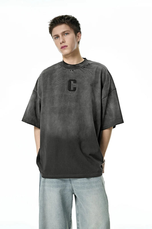 American Vintage Gradient Washed Letter T-Shirt