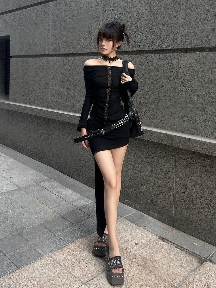Vintage Gothic Slim Fit Long T-Shirt