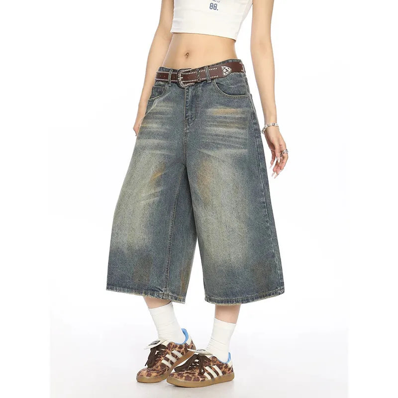 Vintage High Waist Blue Denim Shorts