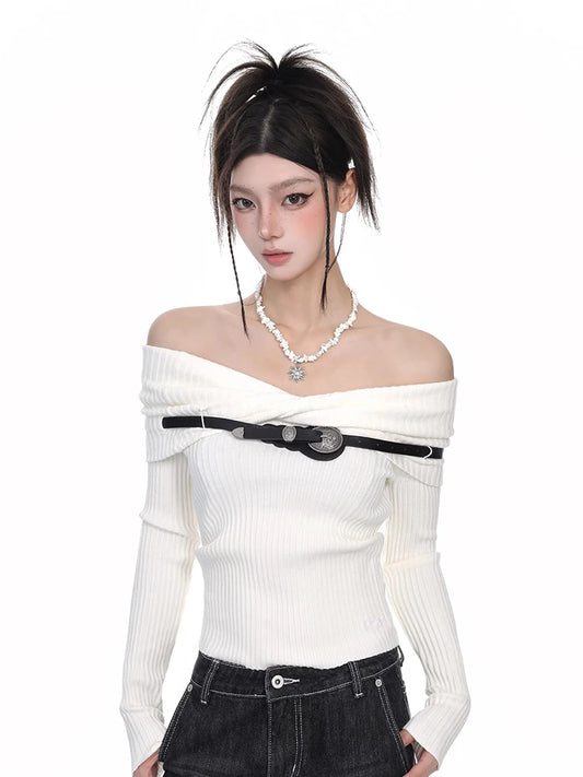Chic Off Shoulder Slim Fit Sweater