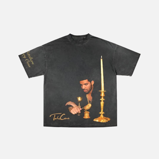 Vintage Anime Print Washed Short T-Shirt