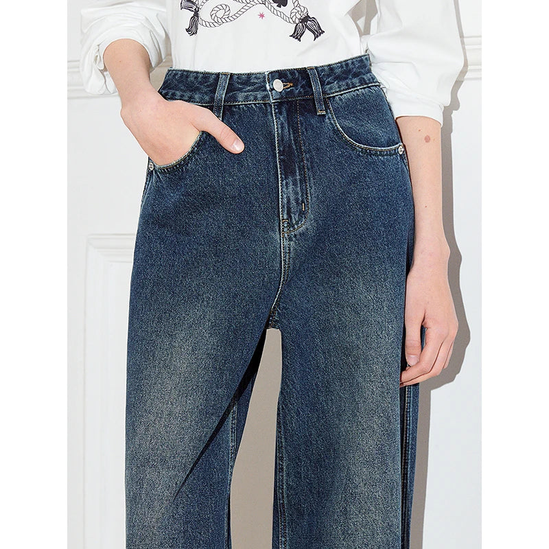 Stone Washed Retro High Street Jeans