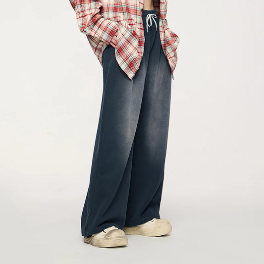 Washed Straight Wide Leg Casual Pants