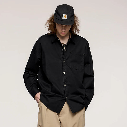 Vintage Solid Color Cotton Shirt