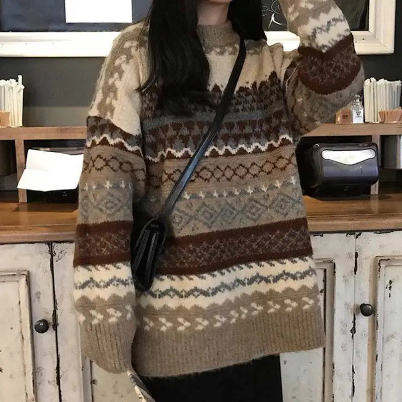 Cozy Striped Winter Pullover Sweater Knitwear