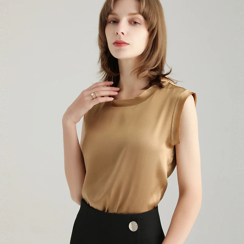 Elegant Silk Sleeveless Tank Women