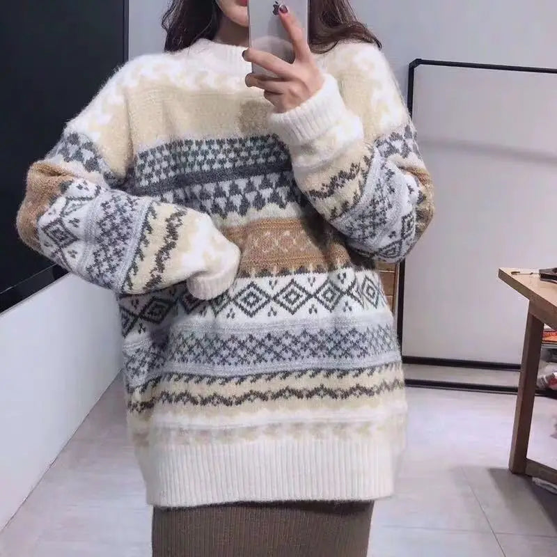 Cozy Striped Winter Pullover Sweater Knitwear