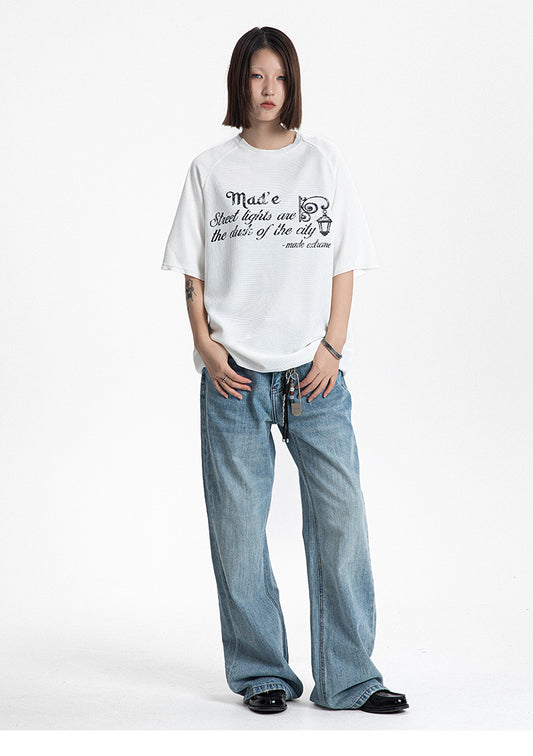 Extreme Vintage Letter Print Crew T-Shirt