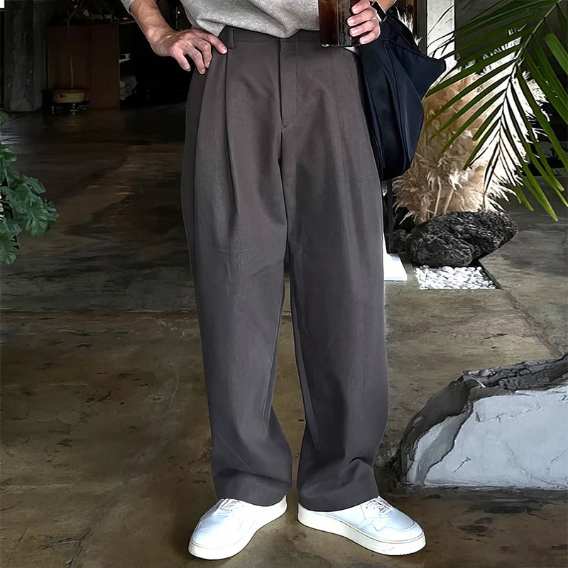 Vintage Pleated Straight Loose Suit Pants