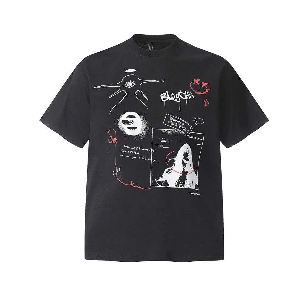 Cool Graffiti Print Loose Fit T-Shirt