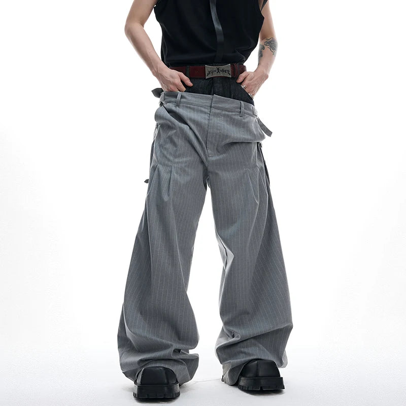 Striped Wide Leg Casual Trousers Pants