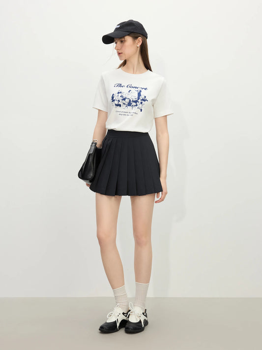 Chic Minimalist Pure Cotton Short-Sleeved T-Shirt