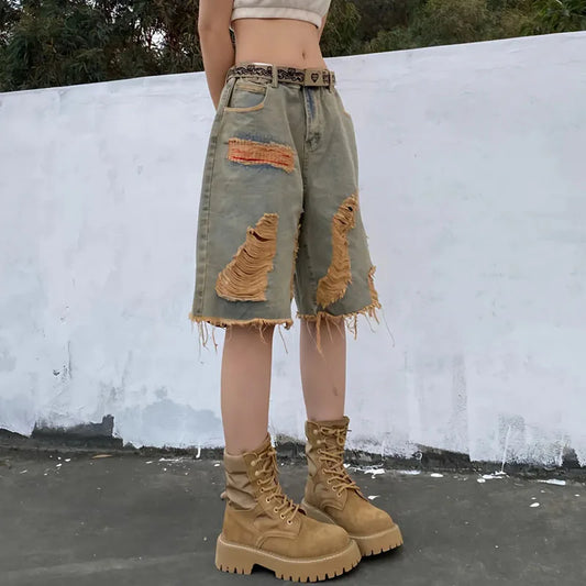 Vintage Washed Denim Shorts