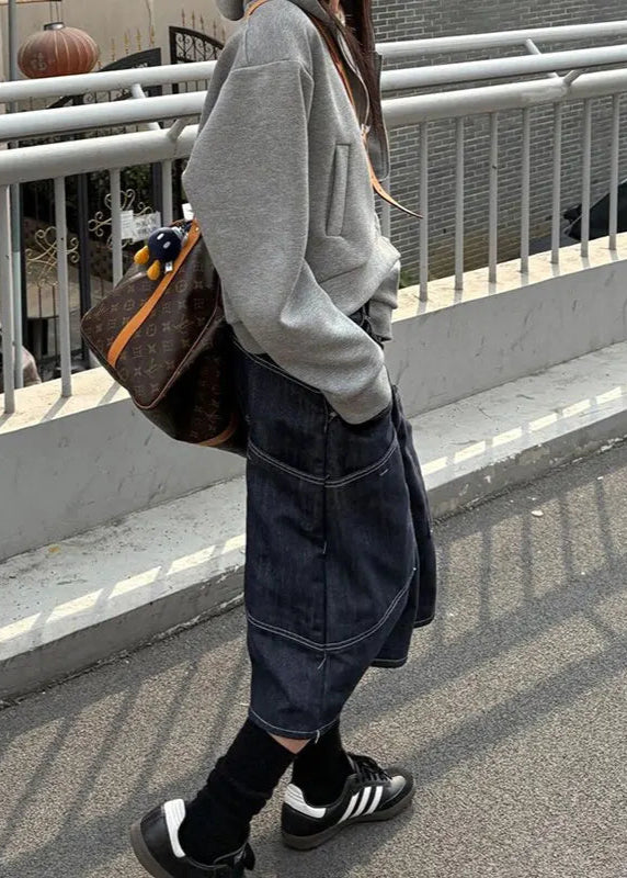 Classic High Waist Black Denim Jorts