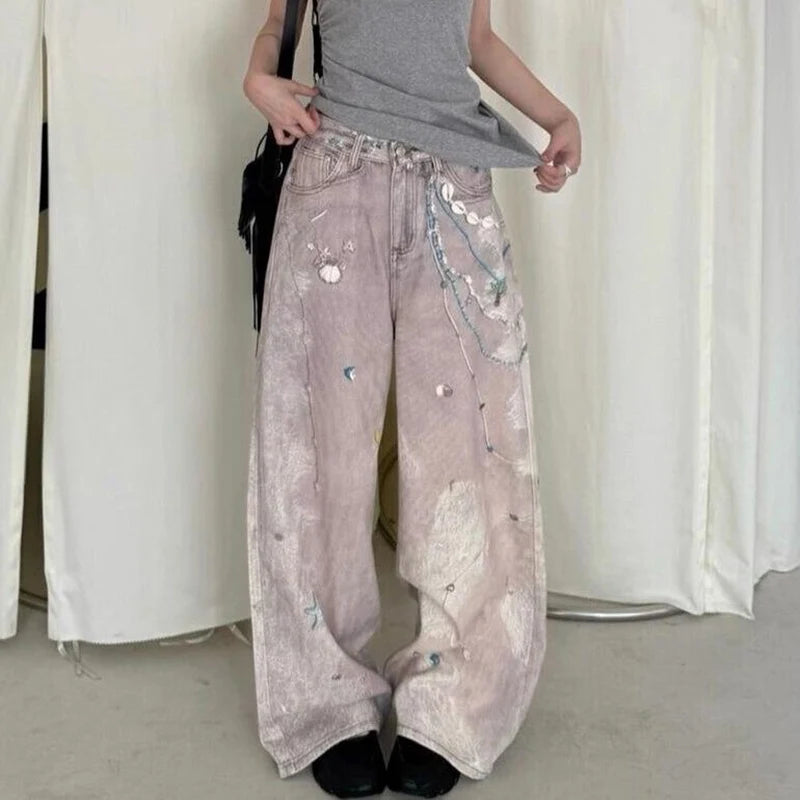 Vintage Baggy Pink Y2K Oversize Jeans