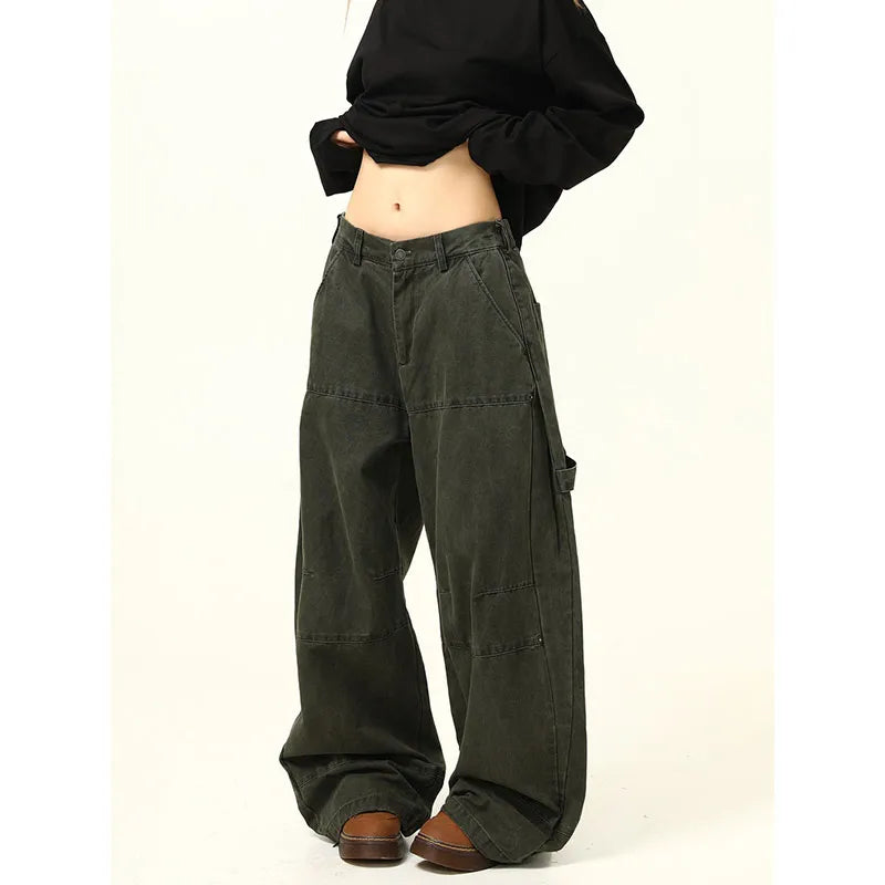 Vintage Green High Waist Baggy Jeans