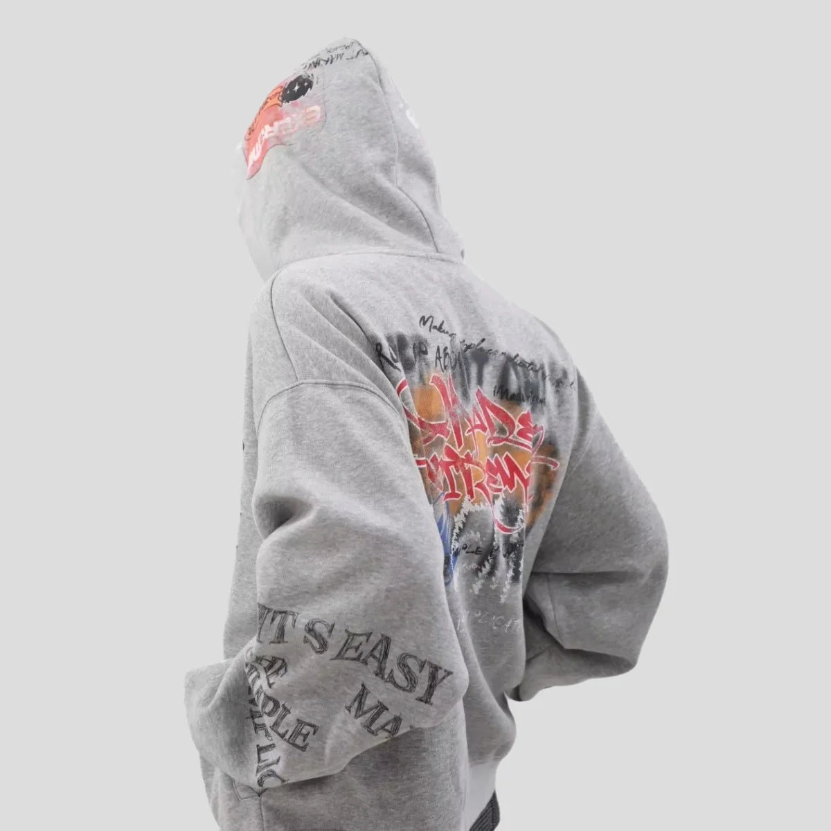 Graffiti Zipper Hooded Hoodie