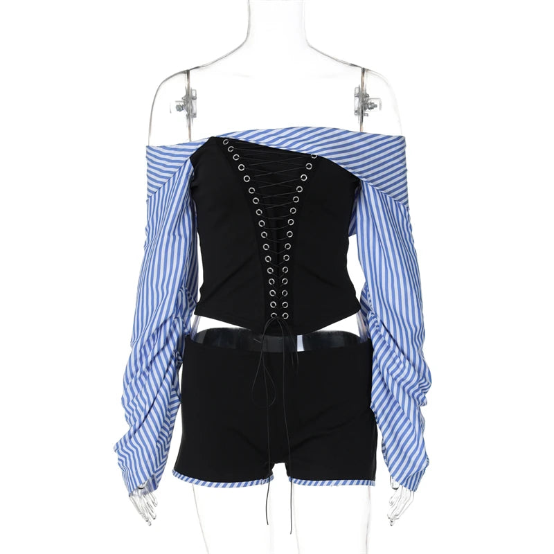 Vintage Patchwork Long Sleeve Two-Piece T-Shirt