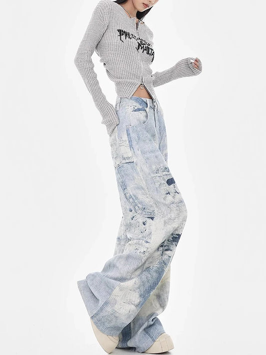 Vintage Washed Tie Dye High Jeans