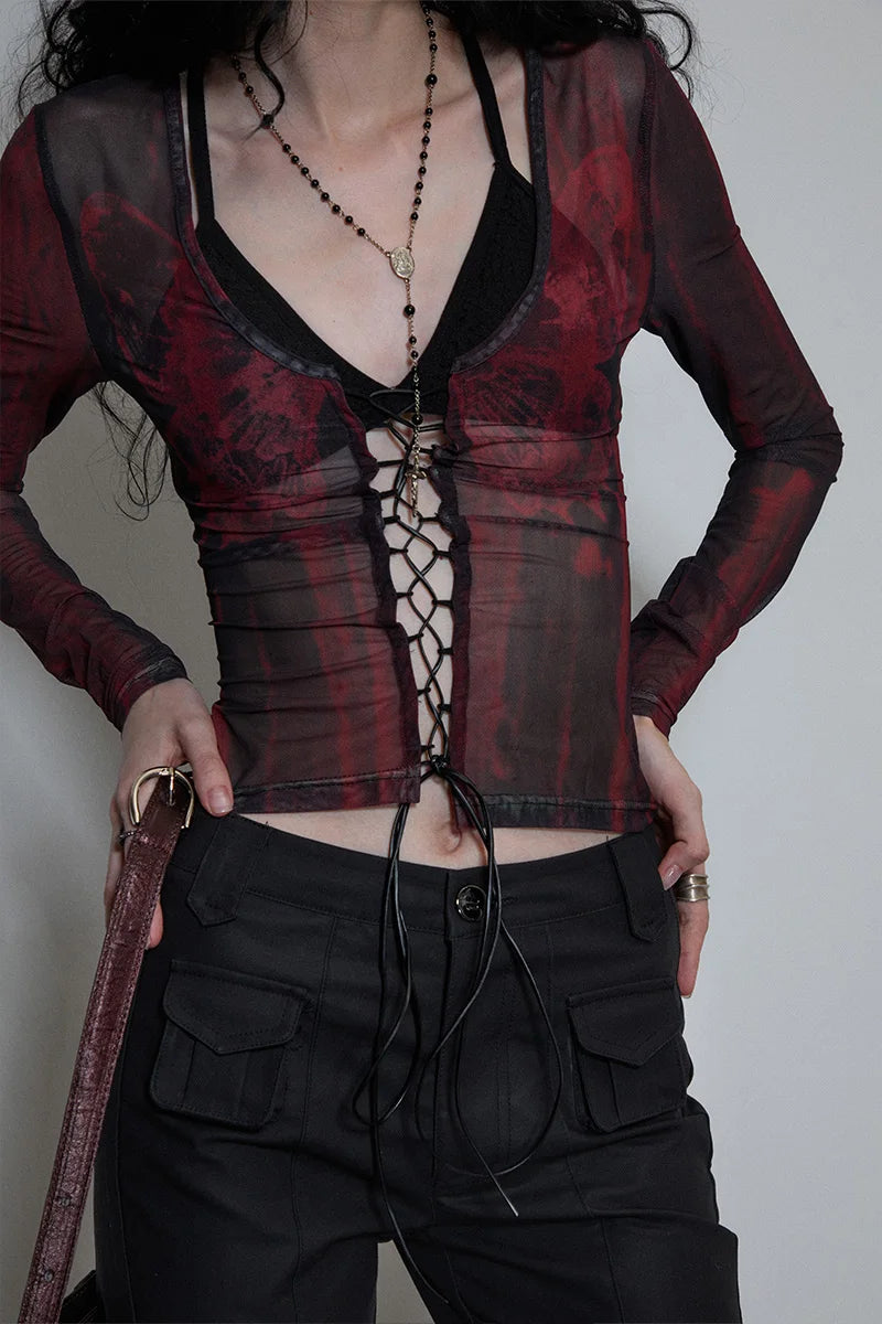 Vintage Grunge Aesthetic Mesh Tattoo T-Shirt