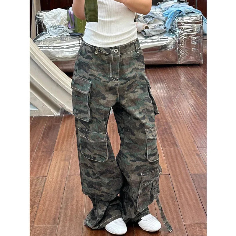 Green Camo Vintage High Waisted Jeans