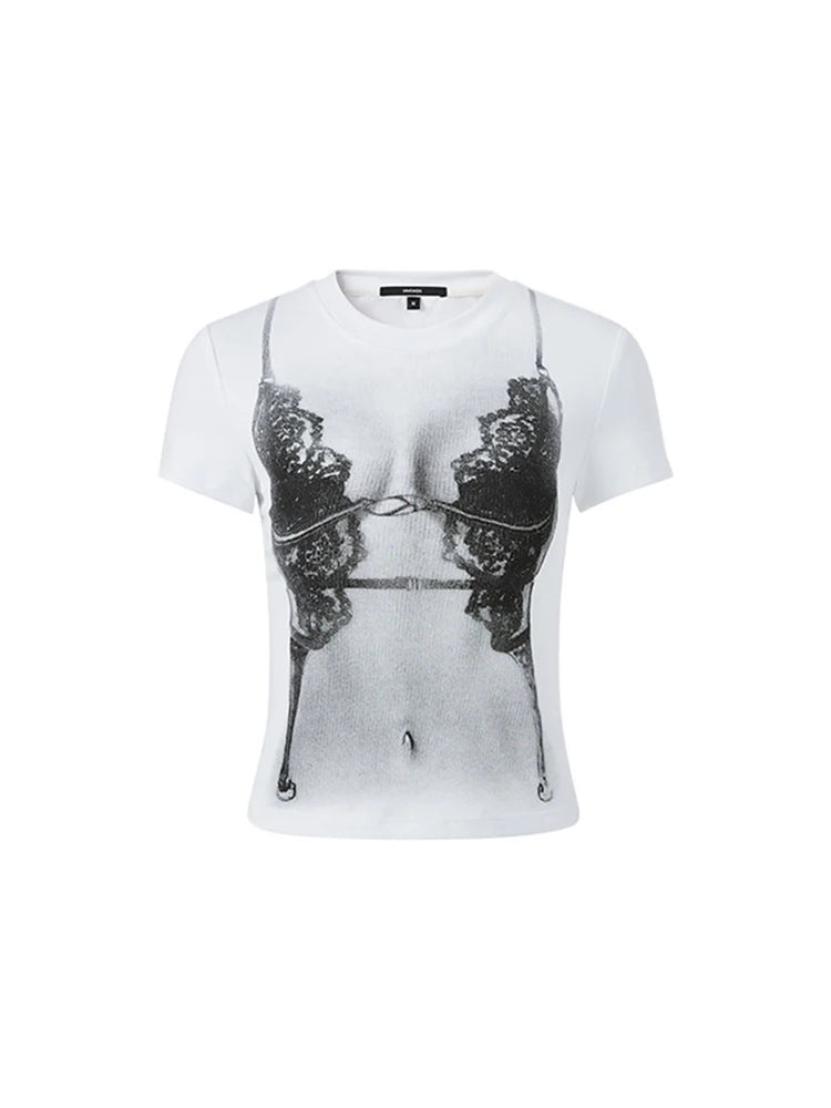 Sexy Slim Fit Print Crop T-Shirt