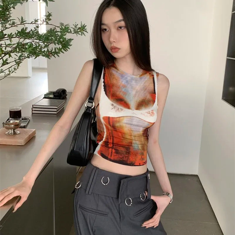 Pixelated Tie Dye Cyber Grunge Tank
