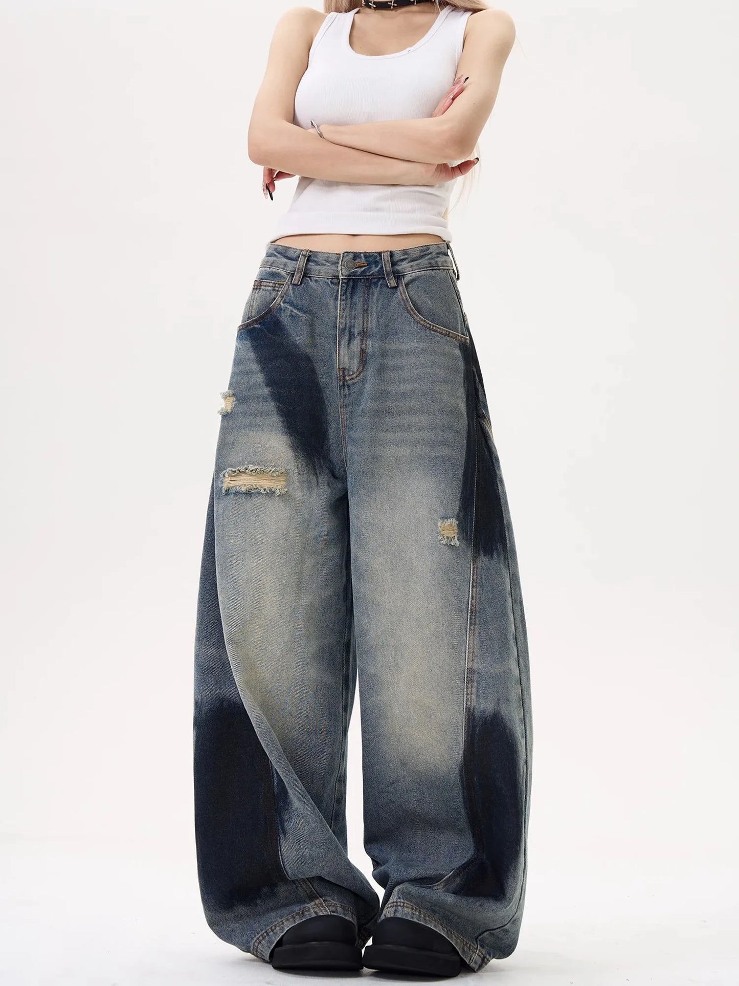 Star High Waist Wide Leg Jeans