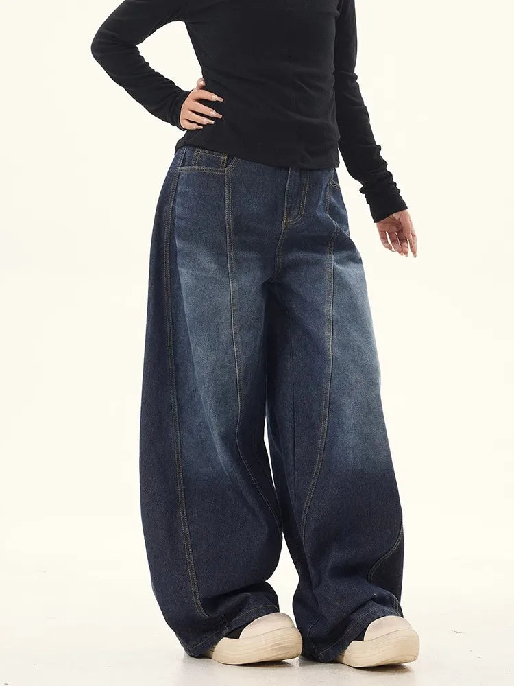Vintage Embroidered Wide Leg Denim Jeans
