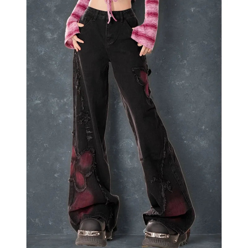 Vintage Gothic Butterfly Baggy Jeans