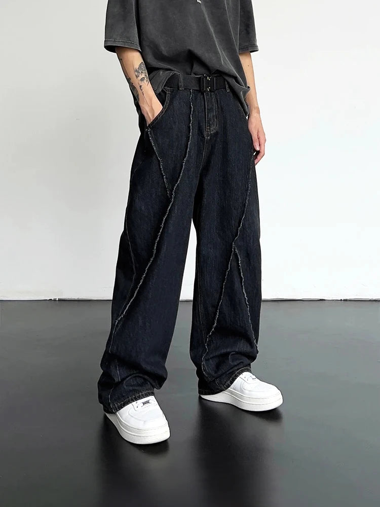 Oversized Distressed Patchwork Denim Pants Jeans