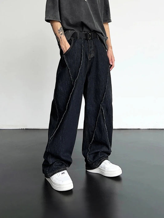 Oversized Distressed Patchwork Denim Pants Jeans