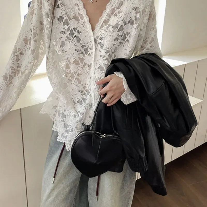 Sexy Lace Blouses Womens Shirt