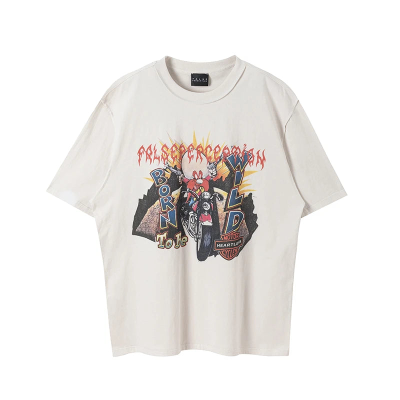 Creative Anime Print Vintage Loose T-Shirt