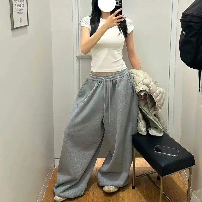 Vintage Wide Leg Sweatpants Women Pants