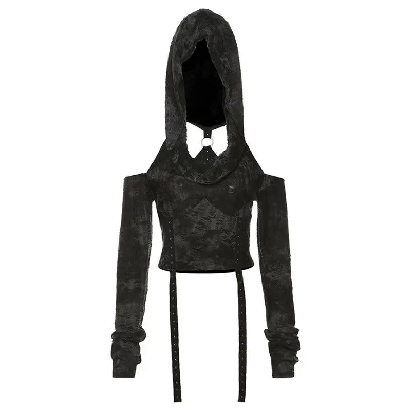 Retro American Spring Hooded Long T-Shirt