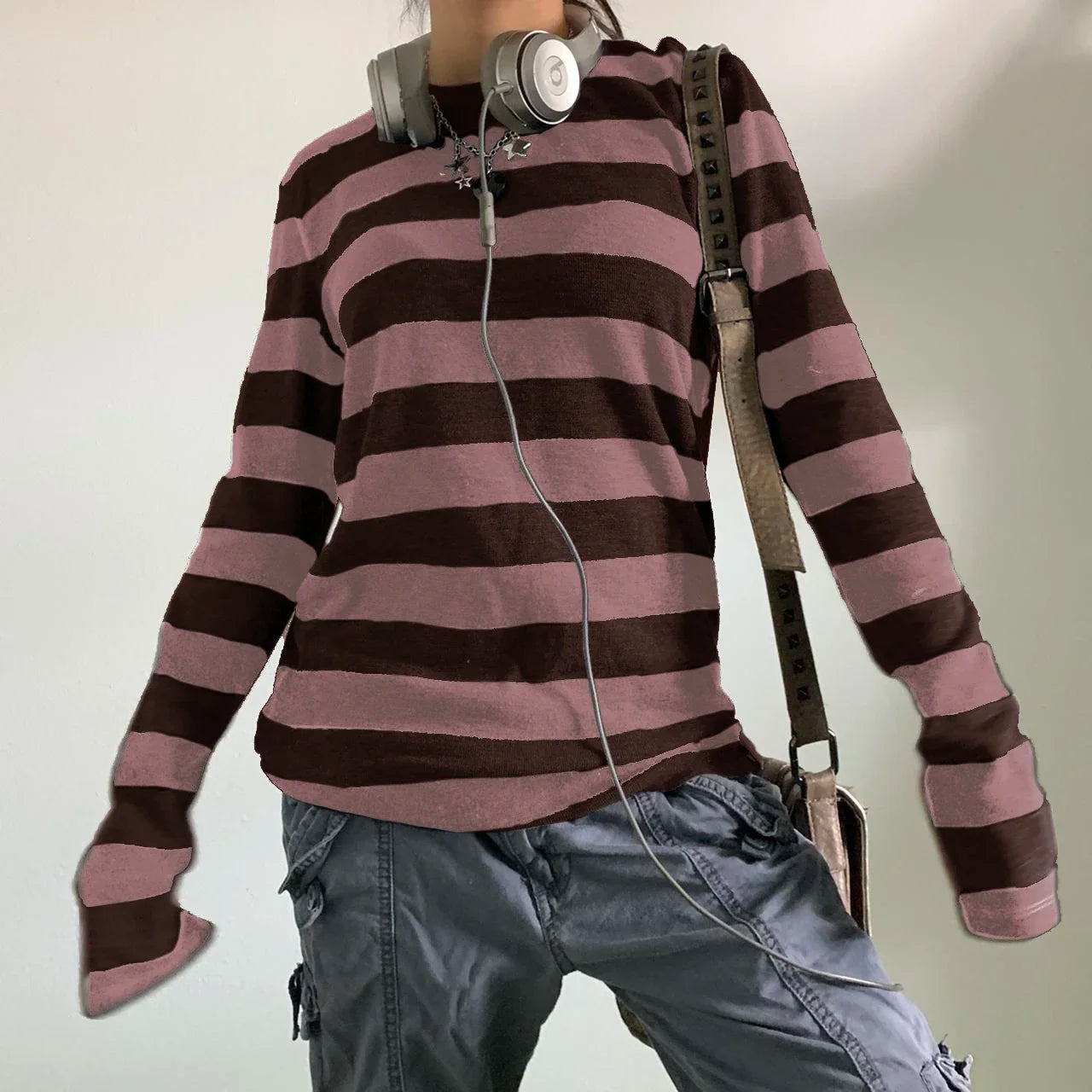 Gothic Striped Long Sleeve T-Shirt