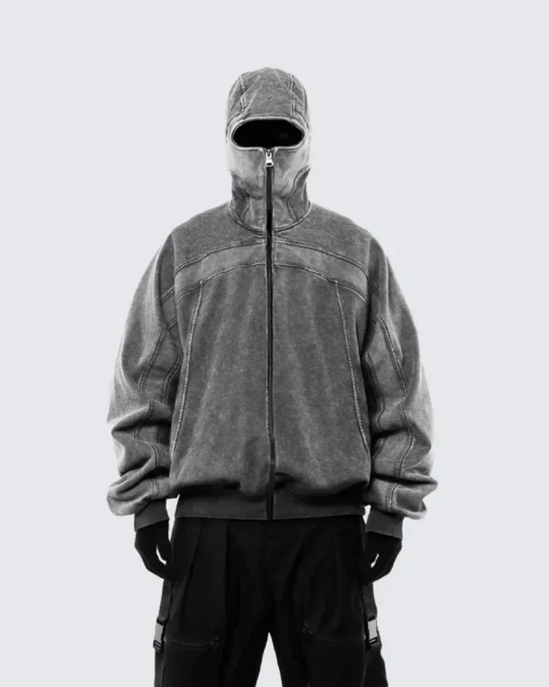 Washed Gray Classic Balaclava Ninja Shirt