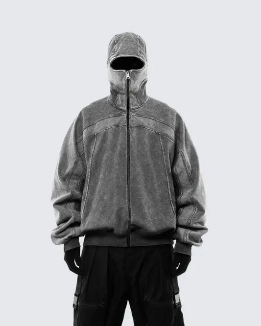 Washed Gray Classic Balaclava Ninja Shirt