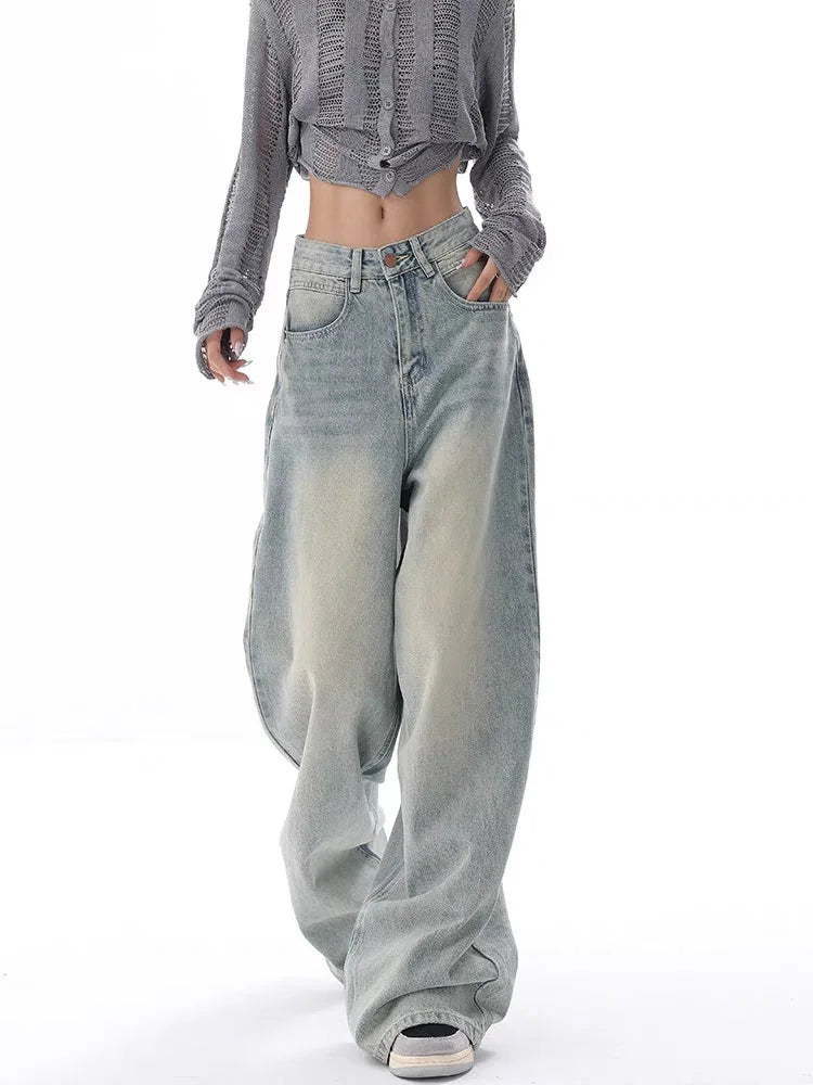 Vintage Distressed Wide Leg Jeans