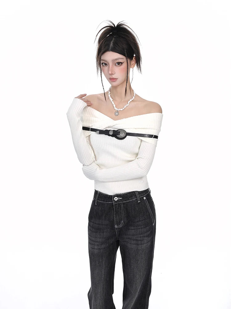 Chic Off Shoulder Slim Fit Sweater