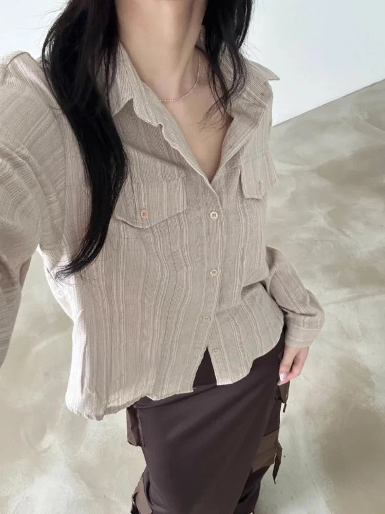 Slim Fit Korean Aesthetic Striped Shirt